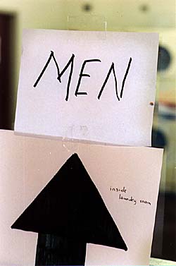 men -- inside laundry room